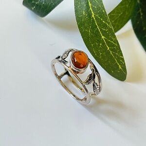 925 Sterling Silver Ring  with Natural carnelian US 6,7,8,9
“VIBES “